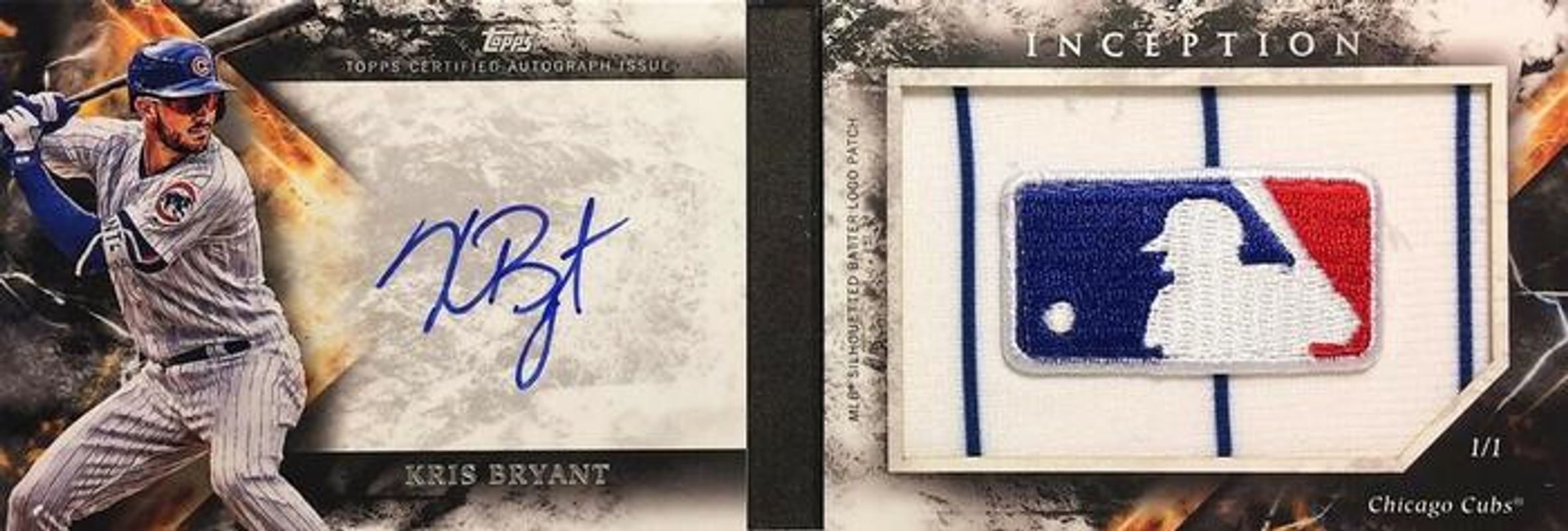 Kris Bryant 2018 Topps Inception #IMLP-KB Autographs MLB Silhouetted Batter Logo Patch Books /1 RAW