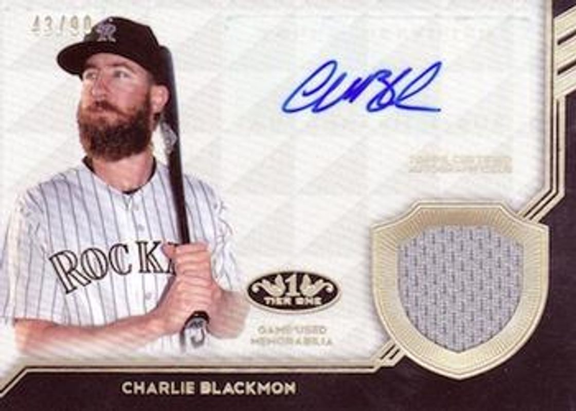 Charlie Blackmon 2018 Topps Tier One #AT1R-CB Autographed Tier One Relics /35 RAW