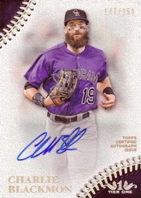 Charlie Blackmon 2018 Topps Tier One #PPA-CBL Prime Performers Autographs /80 RAW