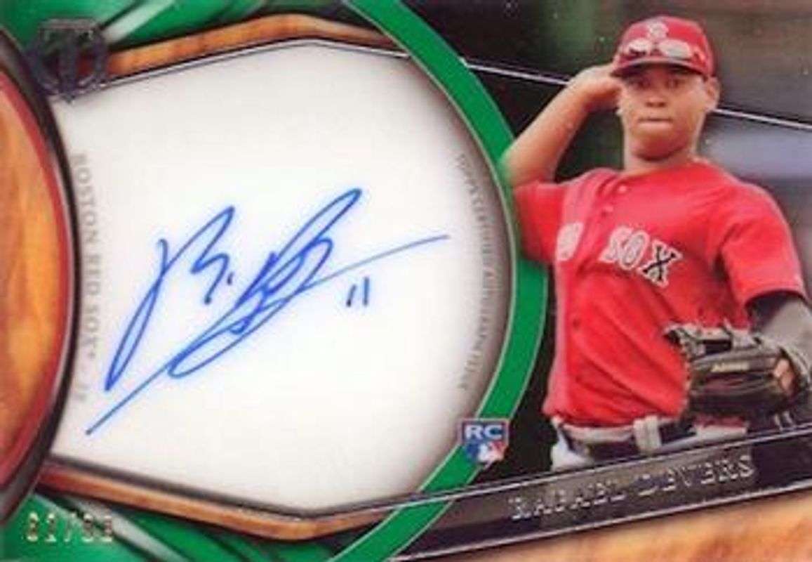 Rafael Devers 2018 Topps Tribute #TA-RD Autographs - Green /99 Rookie RAW