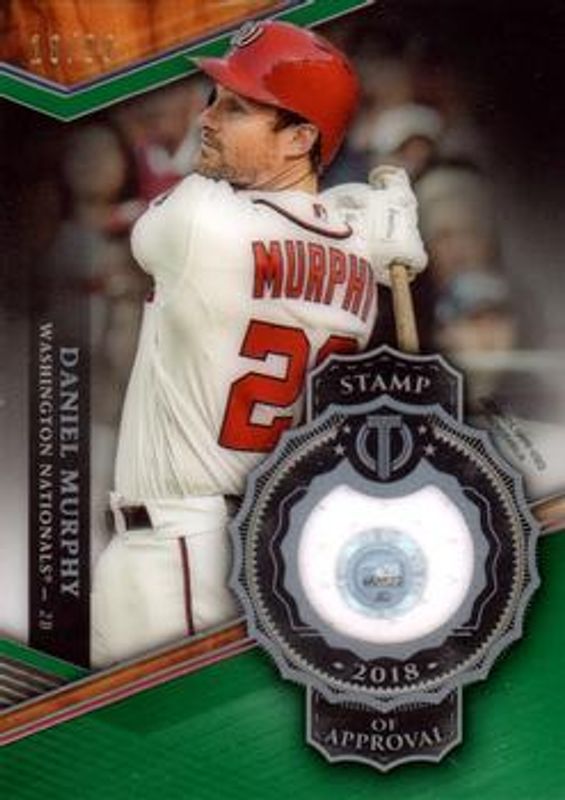 Daniel Murphy 2018 Topps Tribute #SOA-DM Stamp of Approval Relics - Green /99 RAW