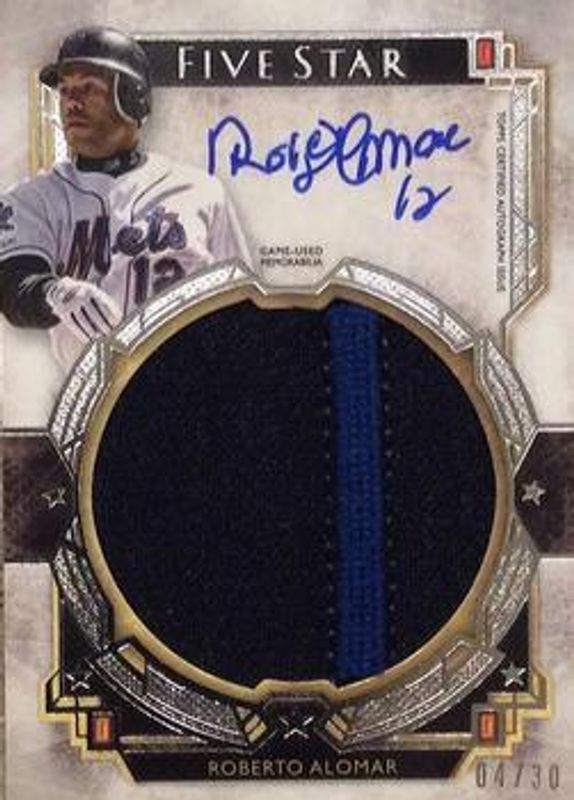 Roberto Alomar 2018 Topps Five Star #FSJP-RA Five Star Autographed Jumbo Patch /30 RAW