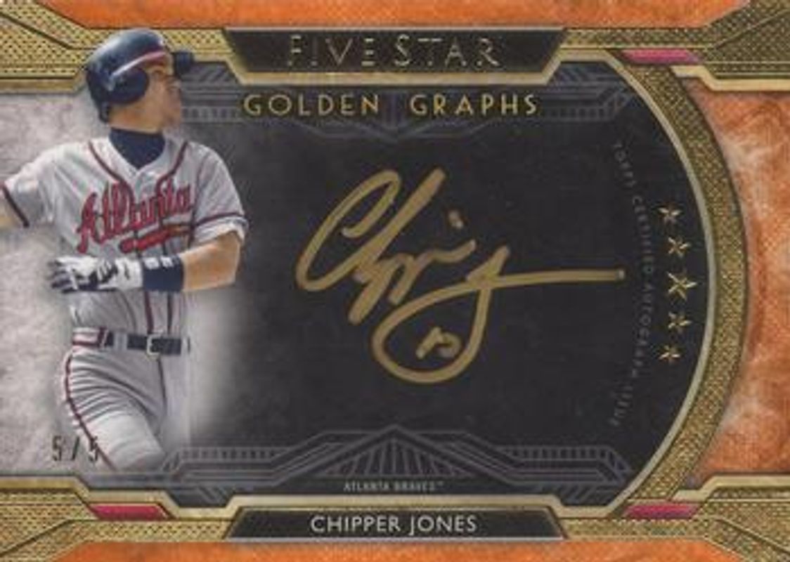 Chipper Jones 2018 Topps Five Star #FGG-CJ Golden Graphs - Orange /5 RAW