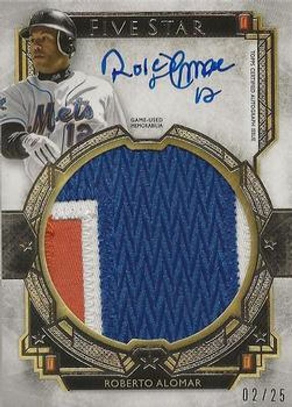 Roberto Alomar 2018 Topps Five Star #FSJP-RA Five Star Autographed Jumbo Patch - Gold /25 RAW