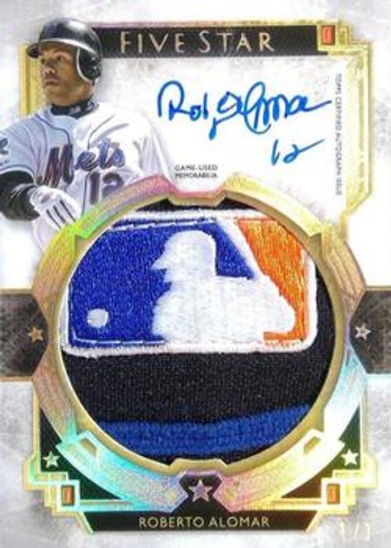 Roberto Alomar 2018 Topps Five Star #FSJP-RA Five Star Autographed Jumbo Patch - Majestic Patch /1 RAW