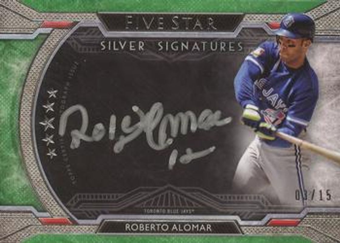 Roberto Alomar 2018 Topps Five Star #FFSS-RA Silver Signatures - Green /15 RAW