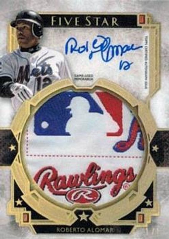 Roberto Alomar 2018 Topps Five Star #FSJP-RA Five Star Autographed Jumbo Patch - Laundry Tag Patch /1 RAW