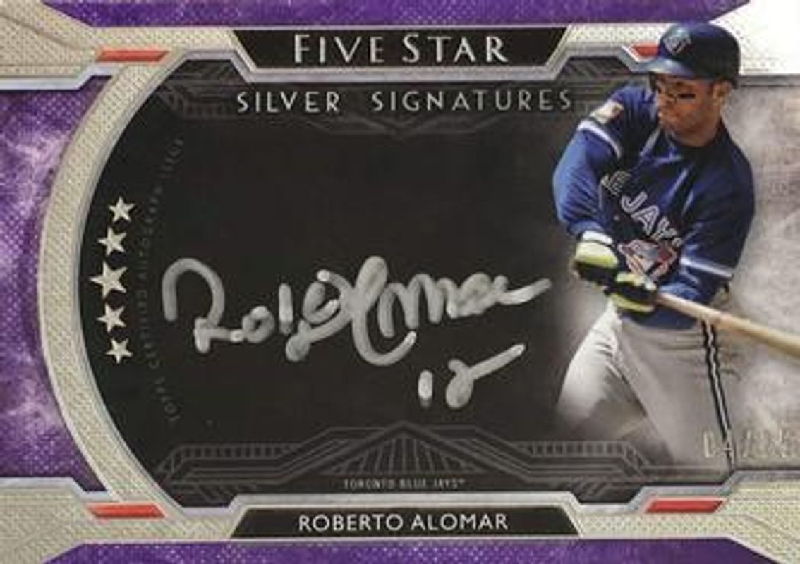 Roberto Alomar 2018 Topps Five Star #FFSS-RA Silver Signatures - Purple /25 RAW