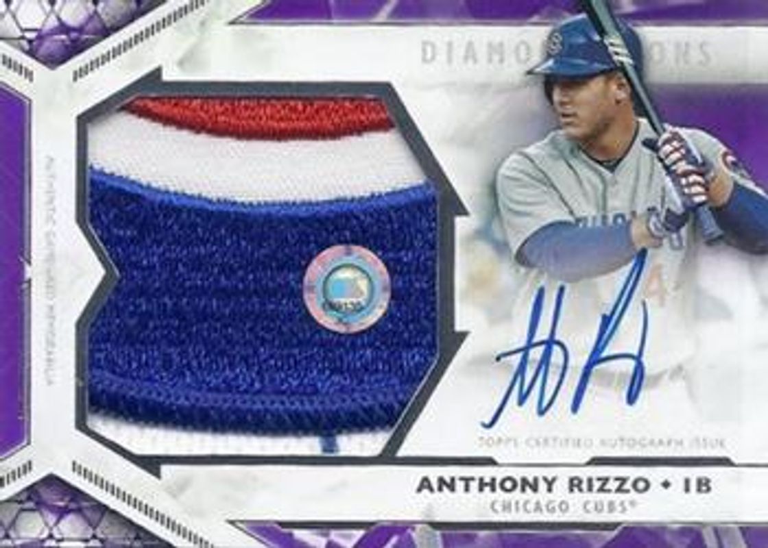 Anthony Rizzo 2018 Topps Diamond Icons #AJPA-ARI Autographed Authenticated Jumbo Patches - Purple /10 RAW