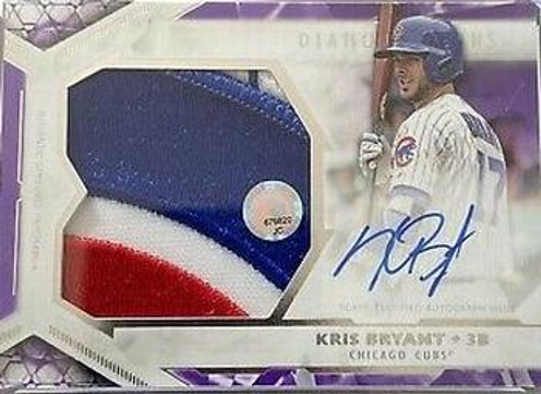 Kris Bryant 2018 Topps Diamond Icons #AJPA-KB Autographed Authenticated Jumbo Patches - Purple /10 RAW