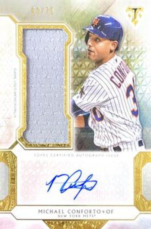 Michael Conforto 2018 Topps Triple Threads #UAJR-MCF Single Autographs Jumbo Relics - Silver /75 RAW