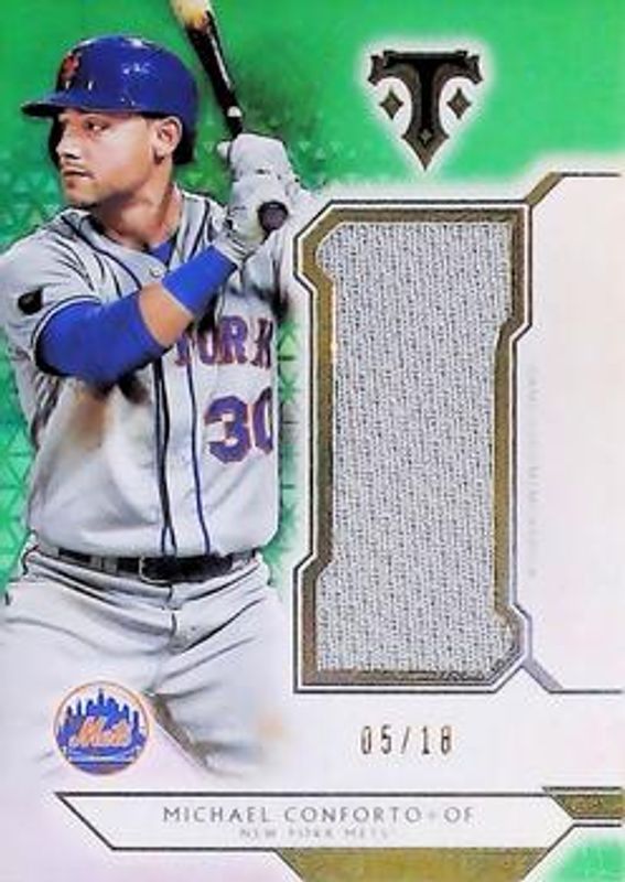 Michael Conforto 2018 Topps Triple Threads #SJR-MC3 Single Jumbo Relics - Emerald /18 RAW