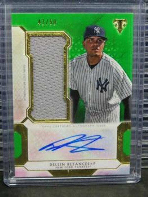 Dellin Betances 2018 Topps Triple Threads #UAJR-DB Single Autographs Jumbo Relics - Emerald /50 RAW