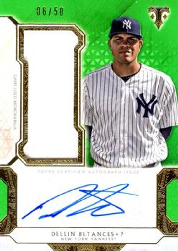 Dellin Betances 2018 Topps Triple Threads #UAJR-DE Single Autographs Jumbo Relics - Emerald /50 RAW