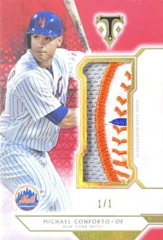 Michael Conforto 2018 Topps Triple Threads #SJR-MC2 Single Jumbo Relics - Ruby /1 RAW