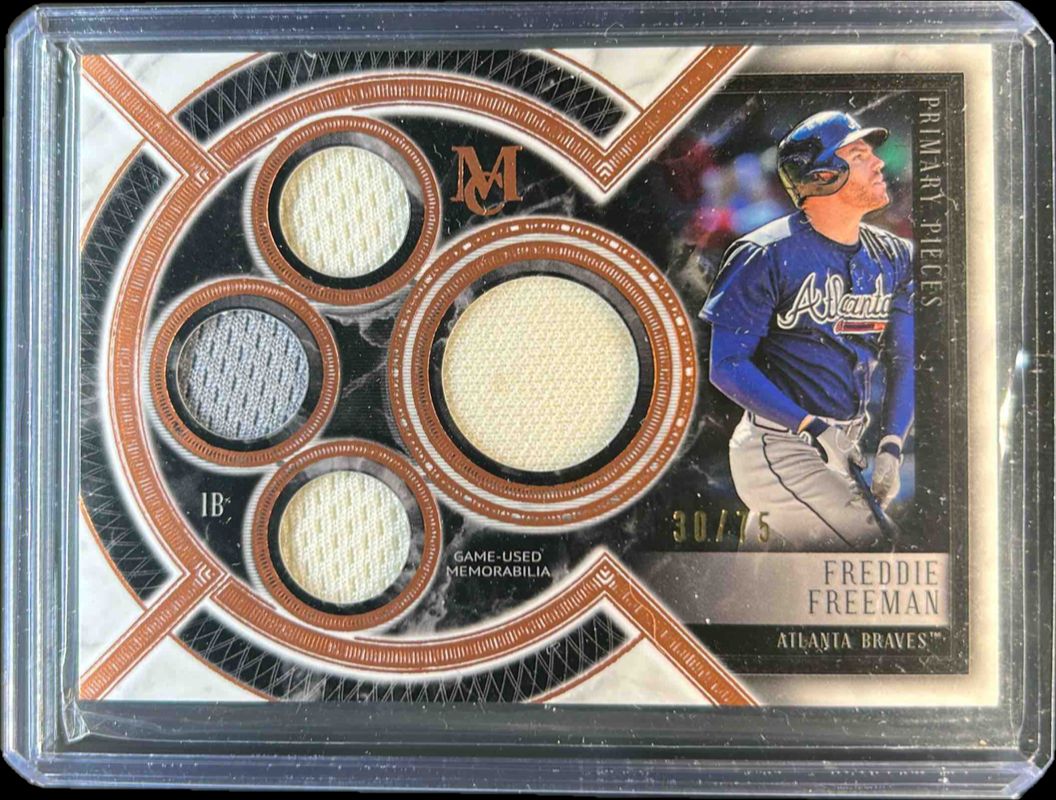 Freddie Freeman 2018 Topps Museum Collection #SPQR-FF Primary Pieces Quad Relics (Single Player) - Copper /75 RAW