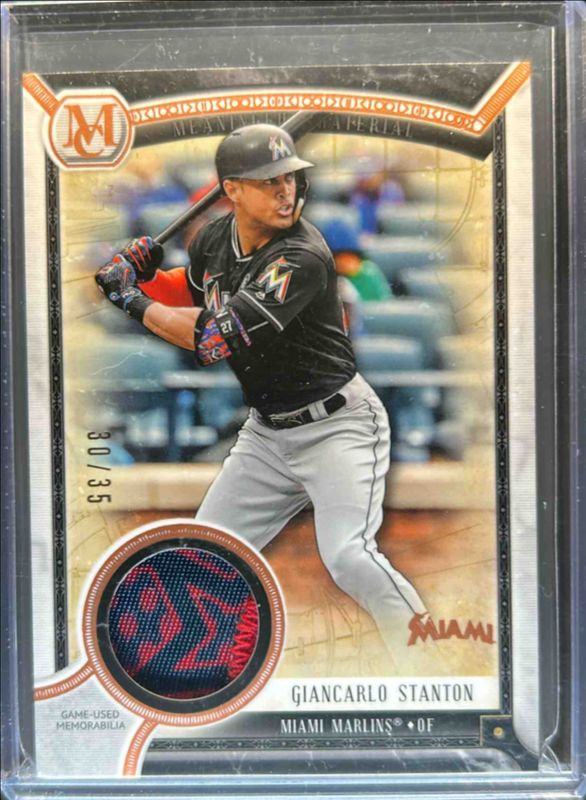 Giancarlo Stanton 2018 Topps Museum Collection #MMR-GST Meaningful Material Patch Relics - Copper /35 RAW
