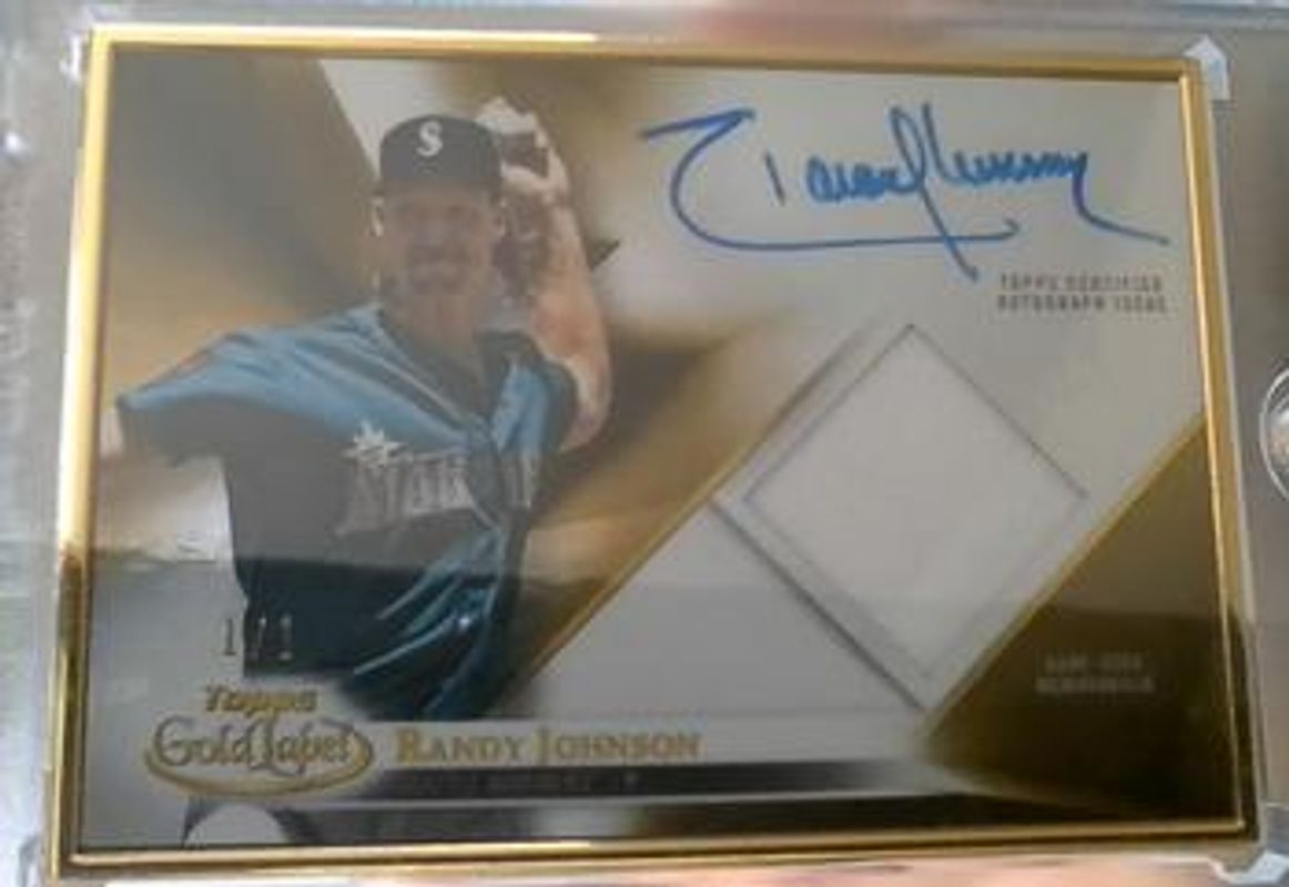 Randy Johnson 2018 Topps Gold Label #GGAR-RO Golden Greats Framed Autographs Relics - Gold /1 RAW