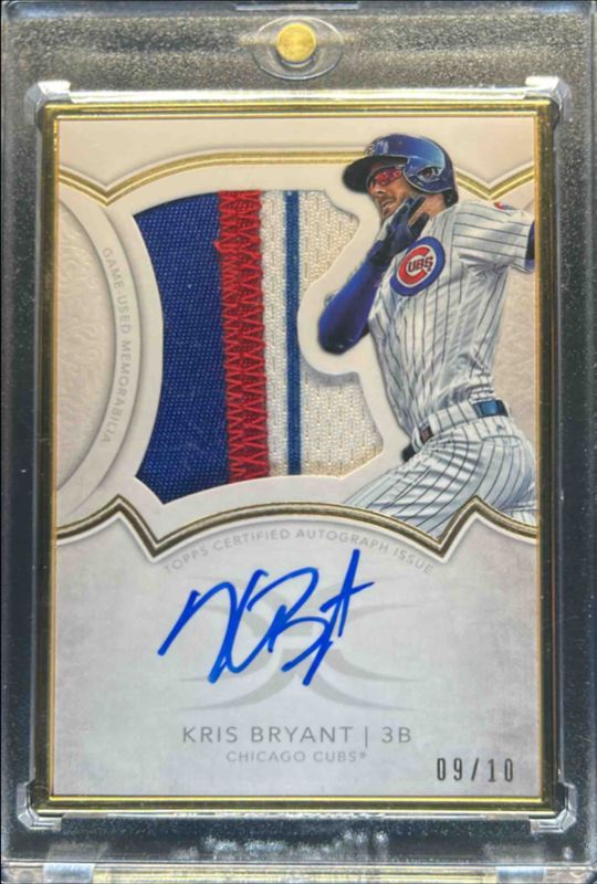 Kris Bryant 2018 Topps Definitive Collection #DFAP-KB Framed Autographs Patch Collection - Purple /10 RAW