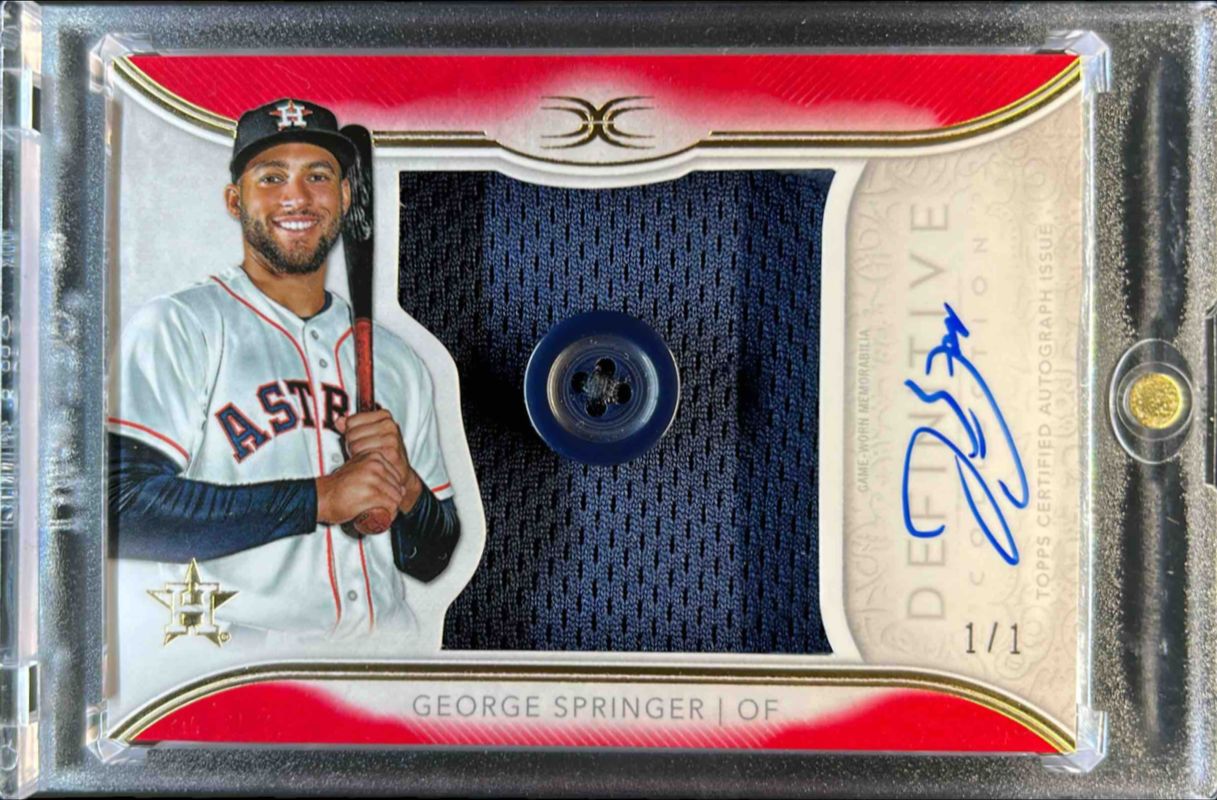 George Springer 2018 Topps Definitive Collection #ARC-GSP Red Button /1 RAW