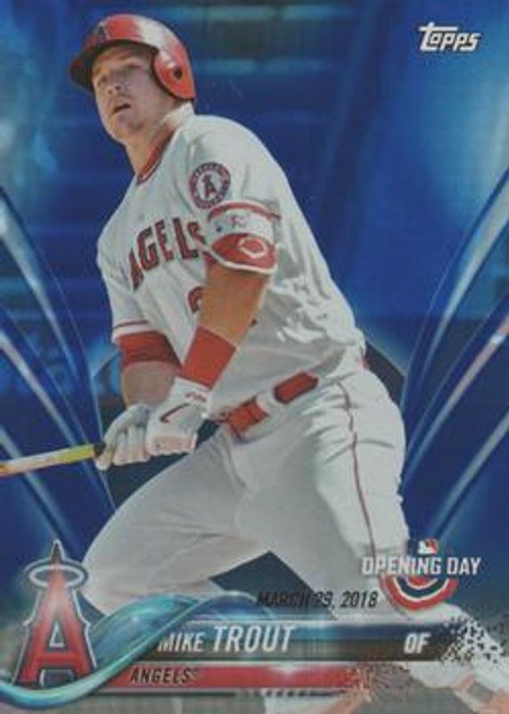 Mike Trout 2018 Topps Opening Day #4 Opening Day Edition Blue Foil RAW