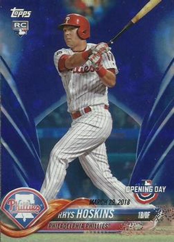 Rhys Hoskins 2018 Topps Opening Day #82 Opening Day Edition Blue Foil Rookie RAW