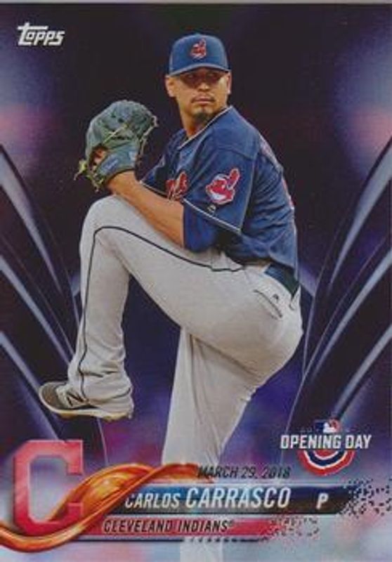 Carlos Carrasco 2018 Topps Opening Day #37 Purple RAW
