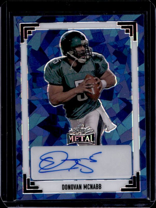 Donovan McNabb 2024 Leaf Metal #91A-DM1 91 Leaf Autographs - Crystal Blue /7 RAW