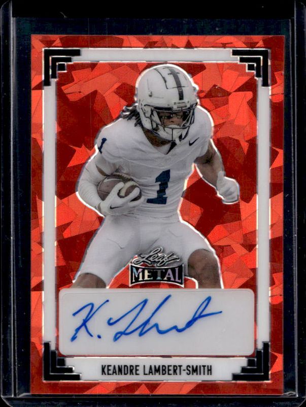 KeAndre Lambert-Smith 2024 Leaf Metal #91A-KLS 91 Leaf Autographs - Crystal Red /1 RAW