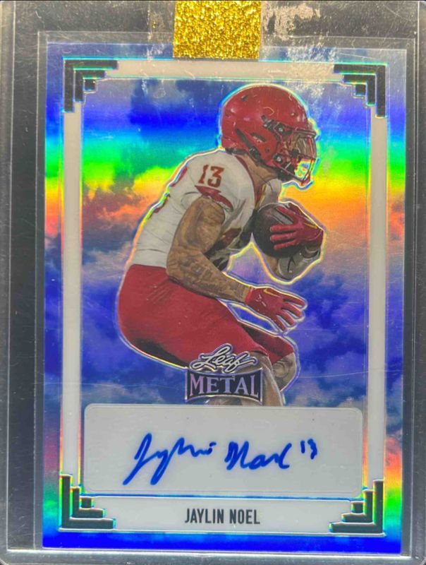 Jaylin Noel 2024 Leaf Metal #91A-JN1 91 Leaf Autographs Prismatic Sky /1 RAW