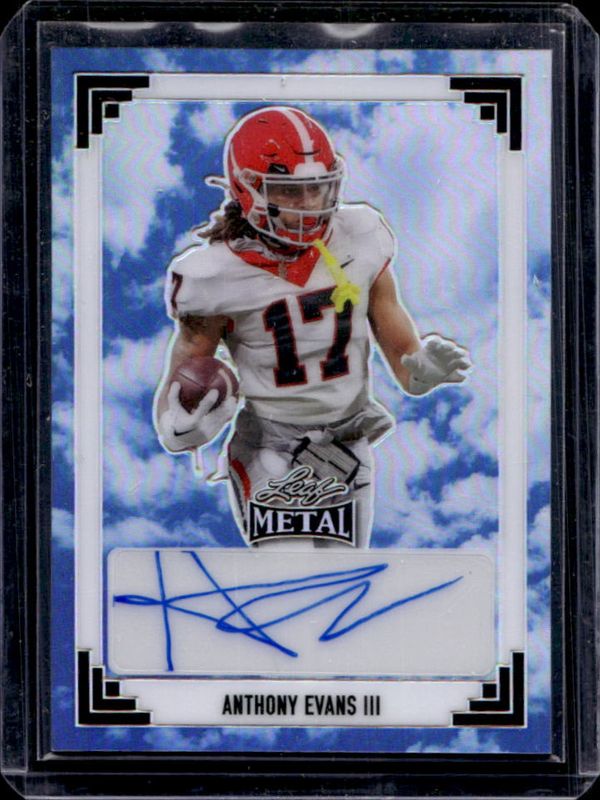 Anthony Evans III 2024 Leaf Metal #91A-AE1 91 Leaf Autographs Prismatic Sky /1 RAW