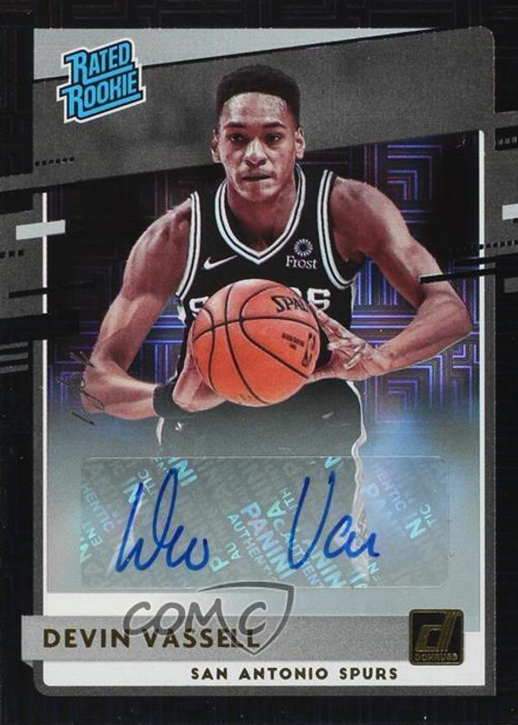 Devin Vassell 2020 Donruss #206 Rated Rookie Signatures - Choice Black /1 PSA 10