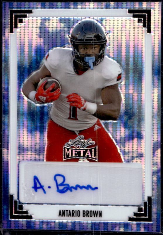 Antario Brown 2024 Leaf Metal #91A-AB1 91 Leaf Autographs - Pulsar Sky /1 RAW