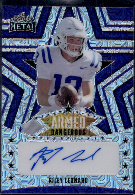 Riley Leonard 2024 Leaf Metal #AD-RL1 Armed & Dangerous Autographs - Mojo Purple /7 RAW