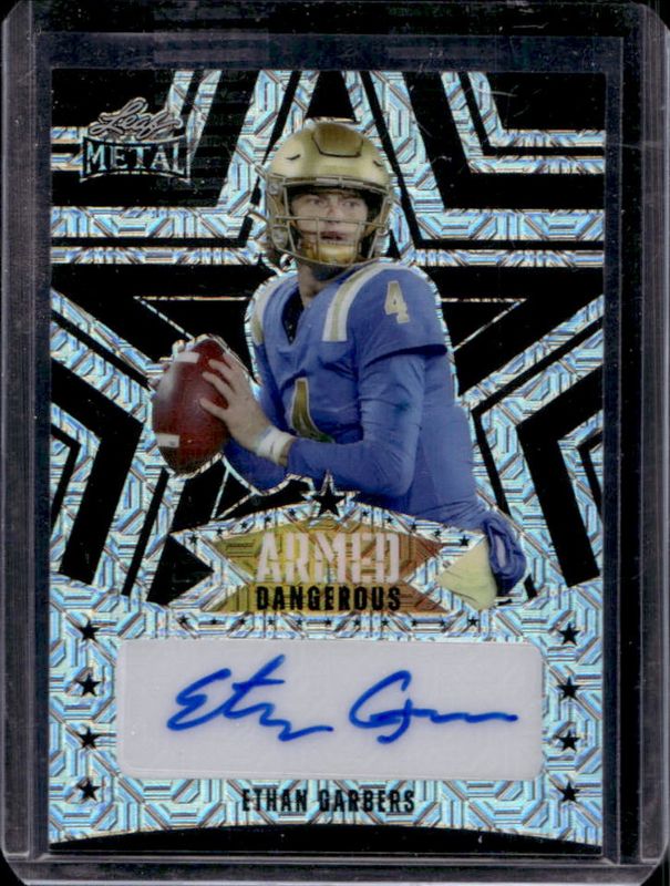 Ethan Garbers 2024 Leaf Metal #AD-EG1 Armed & Dangerous Autographs - Mojo Black /5 RAW