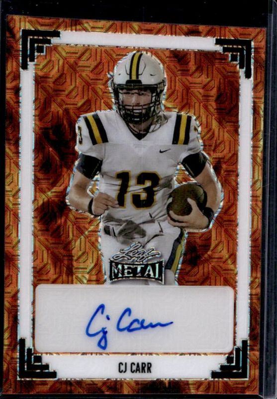 CJ Carr 2024 Leaf Metal #91A-CJC 91 Leaf Autographs - Mojo Fire /6 RAW