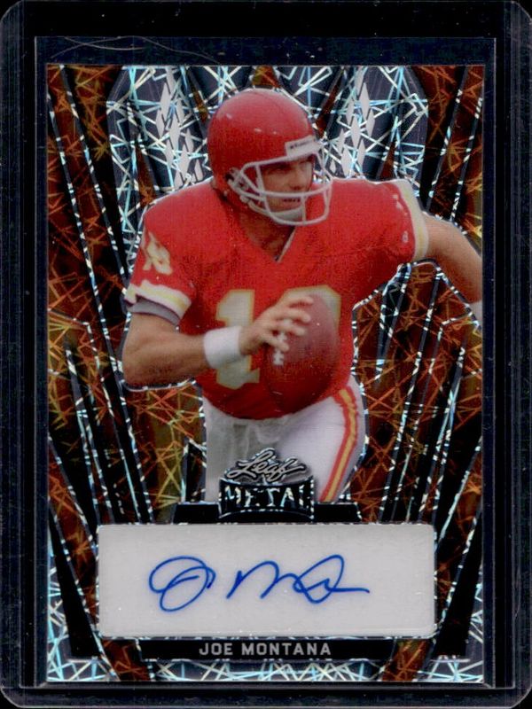 Joe Montana 2024 Leaf Metal #BA-JM3 Autographs - Laser Fire /2 RAW