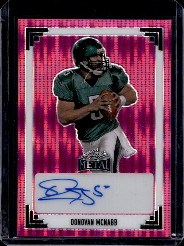 Donovan McNabb 2024 Leaf Metal #91A-DM1 91 Leaf Autographs - Pulsar Pink /2 RAW