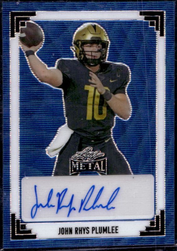 John Rhys Plumlee 2024 Leaf Metal #91A-JRP 91 Leaf Autographs Wave - Blue /6 RAW