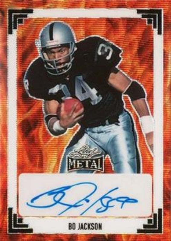 Bo Jackson 2024 Leaf Metal #91A-BJ1 91 Leaf Autographs Wave Fire /3 RAW