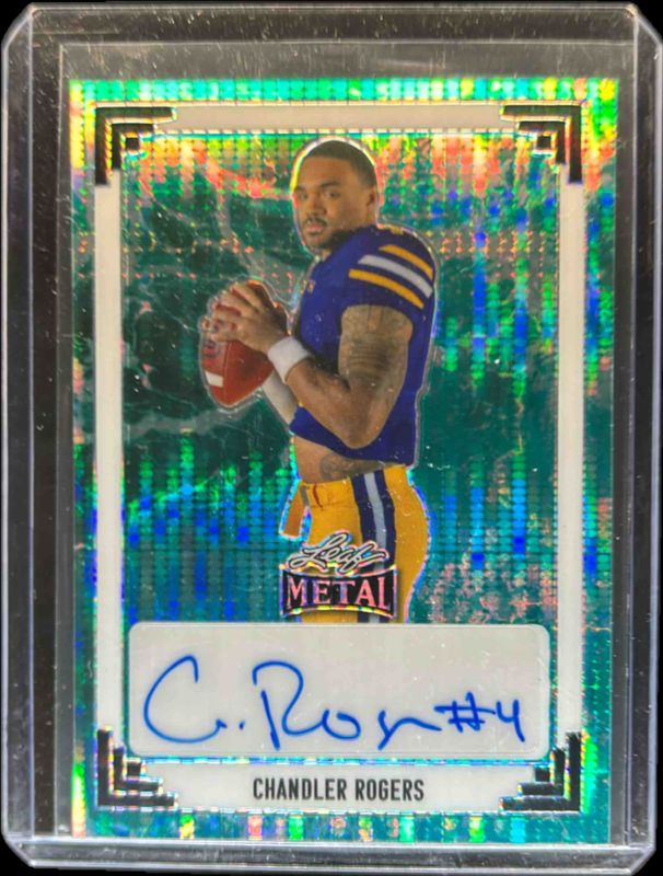 Chandler Rogers 2024 Leaf Metal #91A-CR1 91 Leaf Autographs - Pulsar Earth /1 RAW