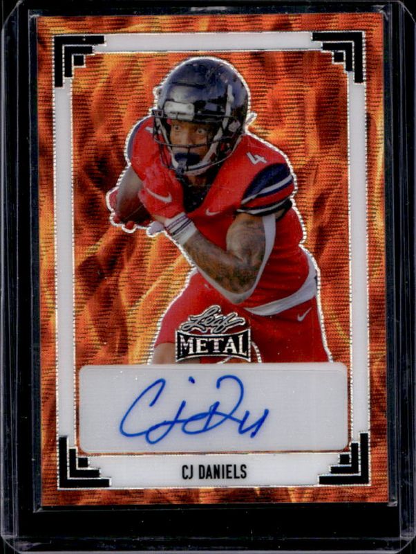 CJ Daniels 2024 Leaf Metal #91A-CJD 91 Leaf Autographs Wave Fire /3 RAW