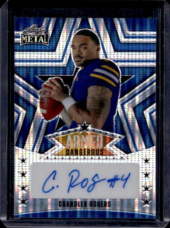 Chandler Rogers 2024 Leaf Metal #AD-CR1 Armed & Dangerous Autographs - Pulsar Blue /4 RAW
