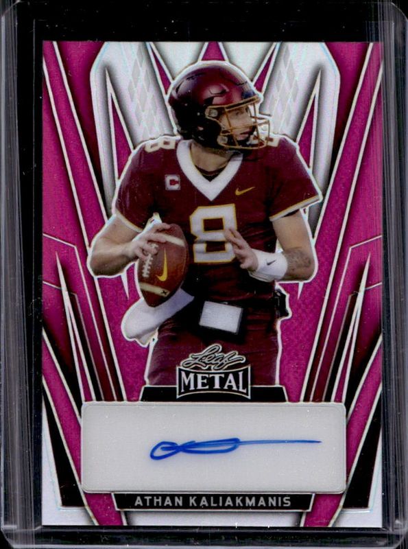 Athan Kaliakmanis 2024 Leaf Metal #BA-AK1 Autographs Prismatic Pink /7 RAW