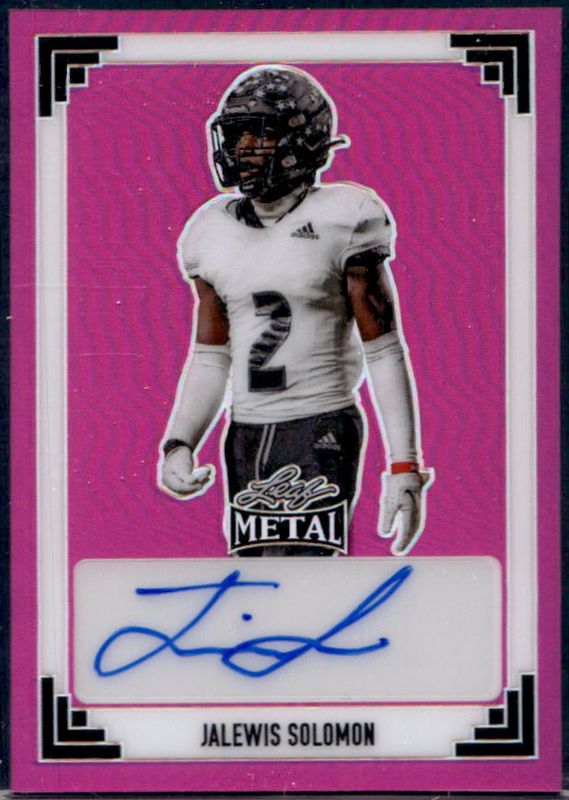 Jalewis Solomon 2024 Leaf Metal #91A-JS1 91 Leaf Autographs Prismatic Pink /7 RAW