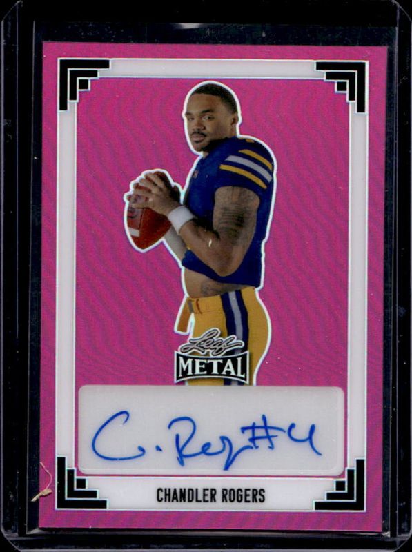Chandler Rogers 2024 Leaf Metal #91A-CR1 91 Leaf Autographs Wave - Purple /5 RAW