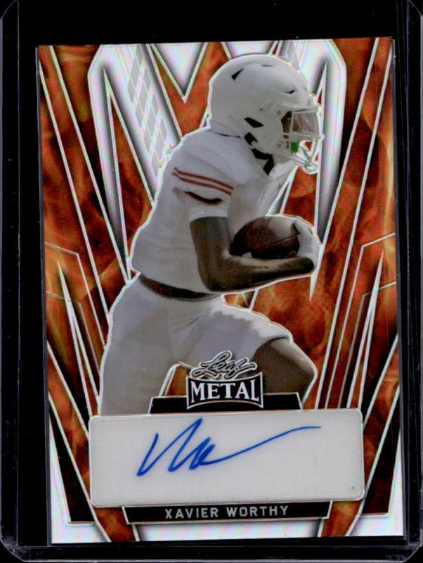 Xavier Worthy 2024 Leaf Metal #BA-XW2 Autographs Prismatic Fire /9 Rookie RAW