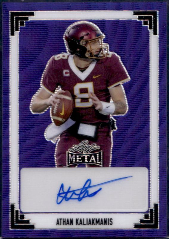 Athan Kaliakmanis 2024 Leaf Metal #91A-AK1 91 Leaf Autographs Wave - Purple /5 RAW