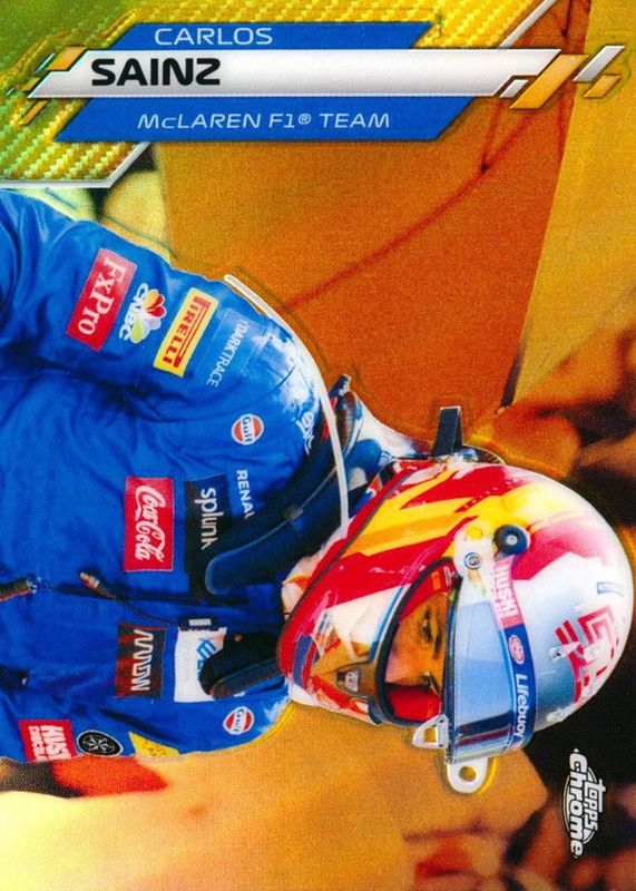 Carlos Sainz 2020 Topps Chrome Formula 1 #181 F1 Racers - Gold Refractor /50 Rookie RAW