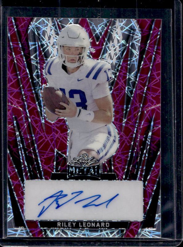 Riley Leonard 2024 Leaf Metal #BA-RL1 Autographs - Laser Pink /3 RAW